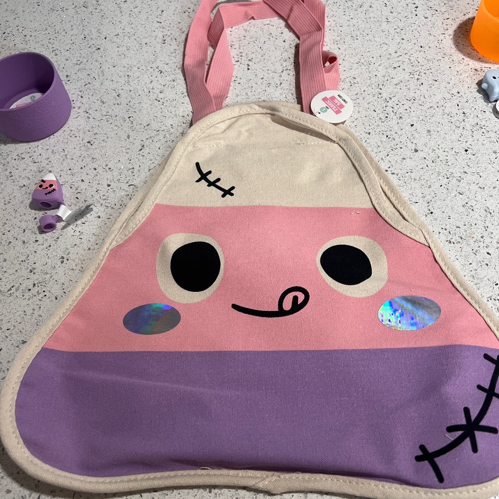 Target dollar spot candy corn tote bag , boot, and straw topper